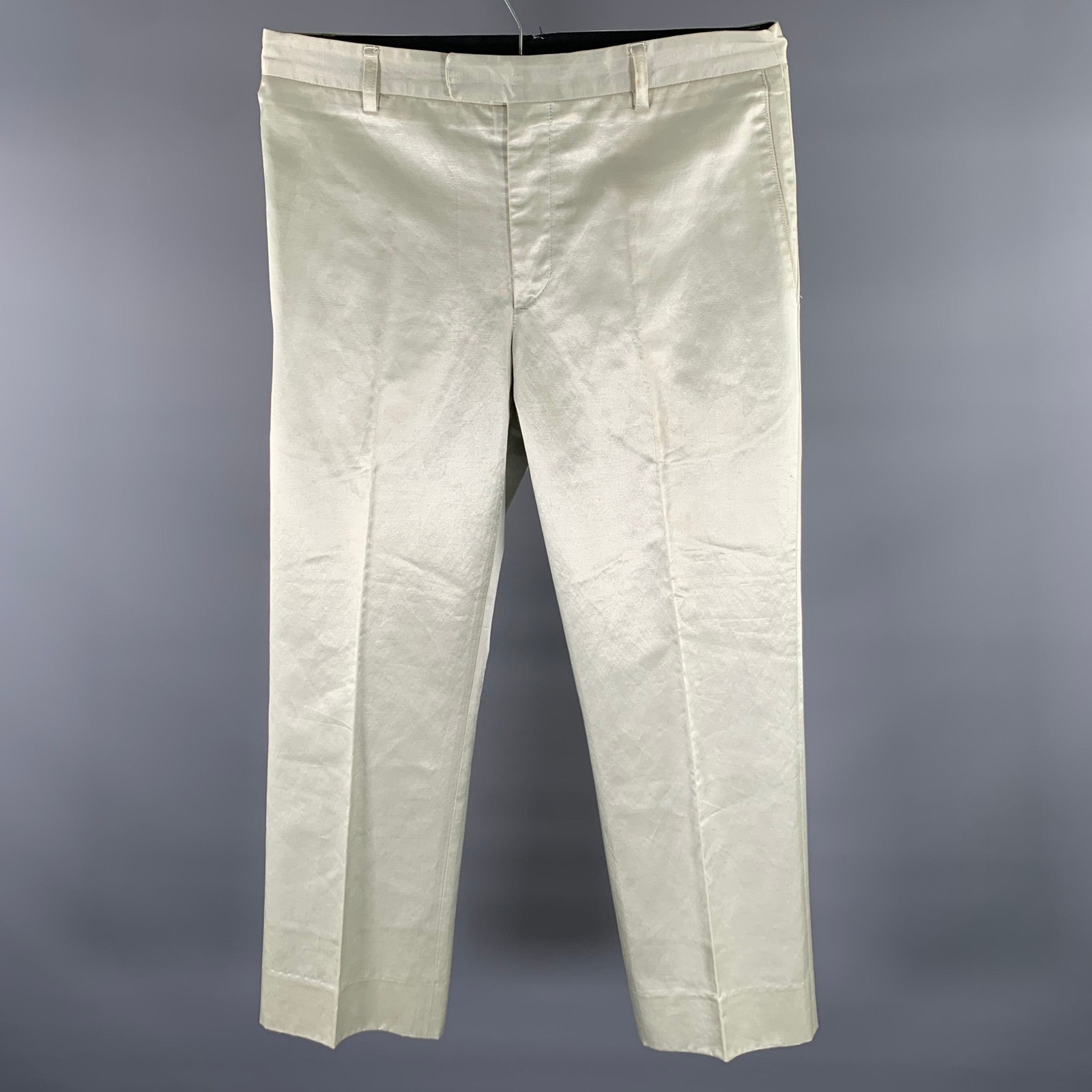 Agns B. Size 33 Ivory Cotton Viscose Dress Pants